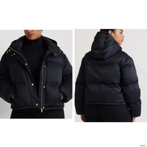 Lauren Ralph Laure Satin Down Coat in Navy Blue. NWT